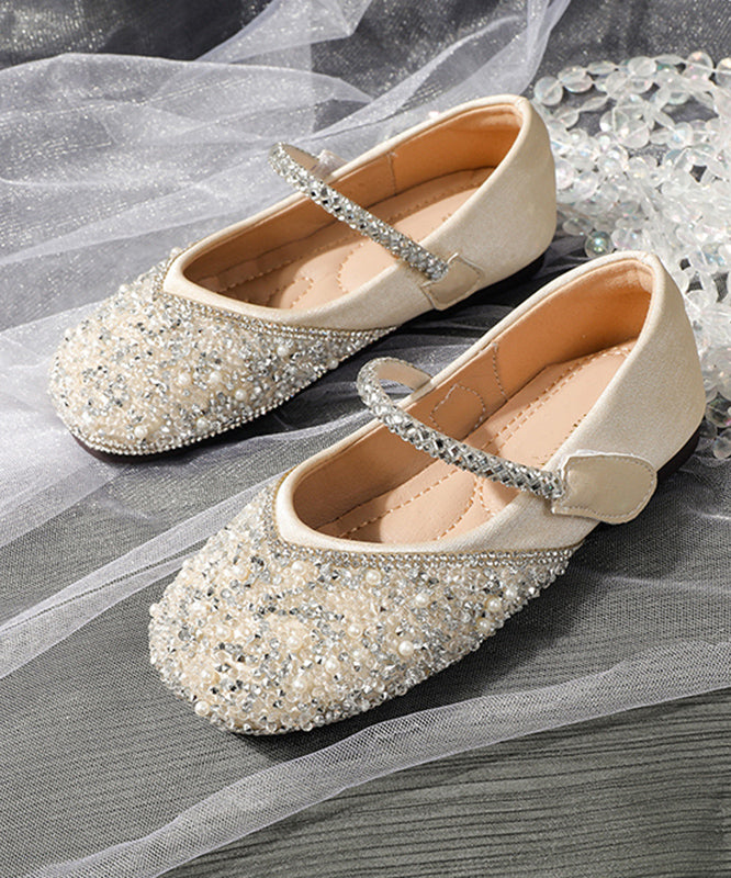 Art Apricot Sequins Girls Soft Buckle Strap Flat Shoes