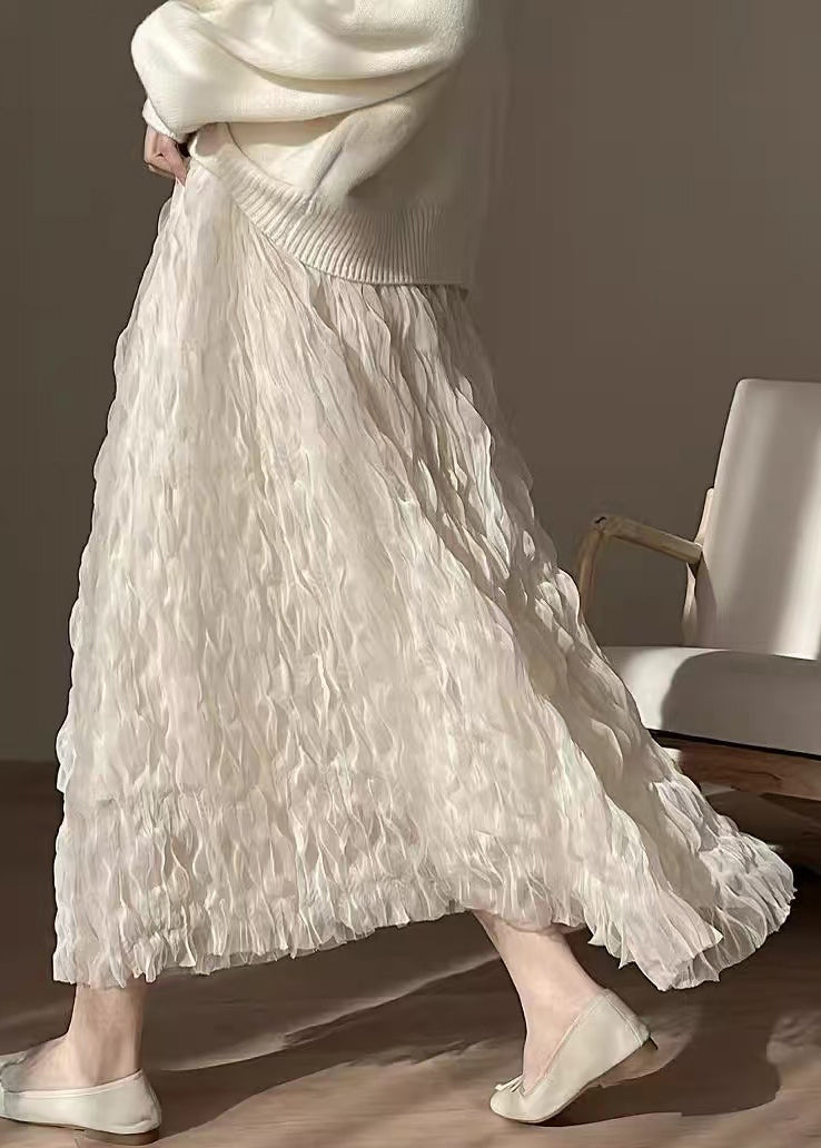 Art Beige Original Design Solid Tulle Skirts Spring