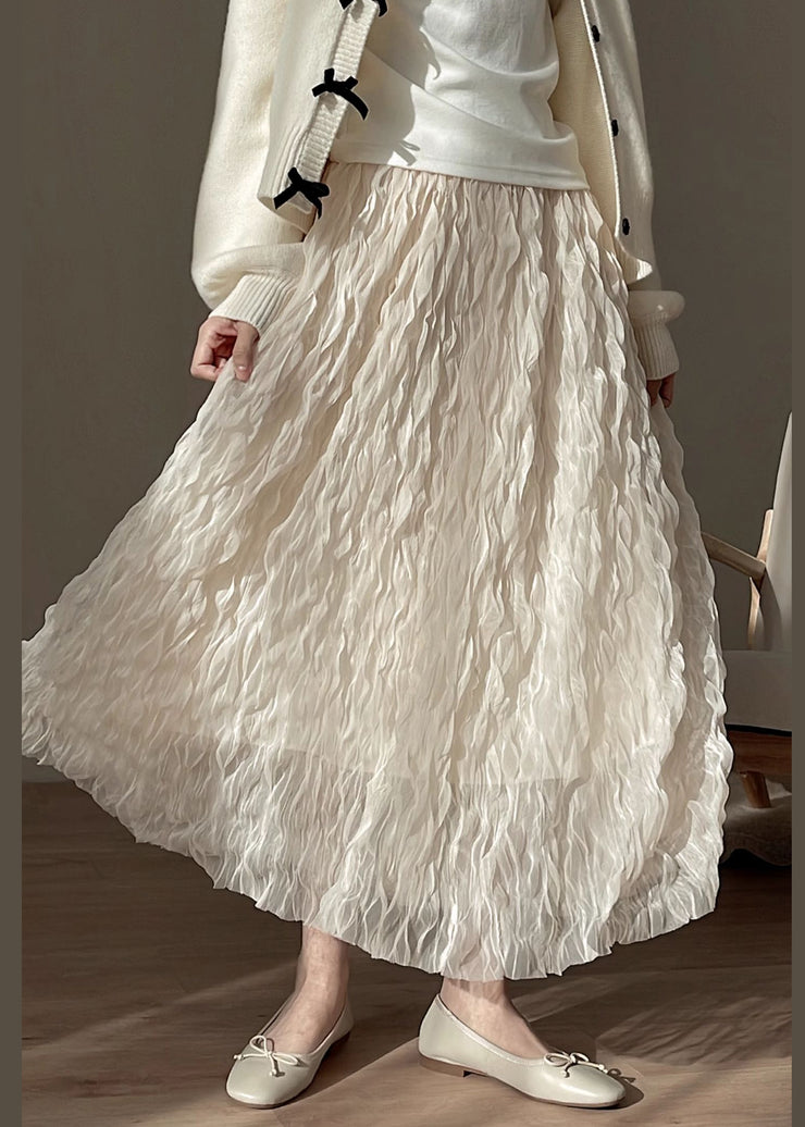 Art Beige Original Design Solid Tulle Skirts Spring