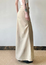 Art Beige Tie Waist Silm Fit Wraped Skirt Spring