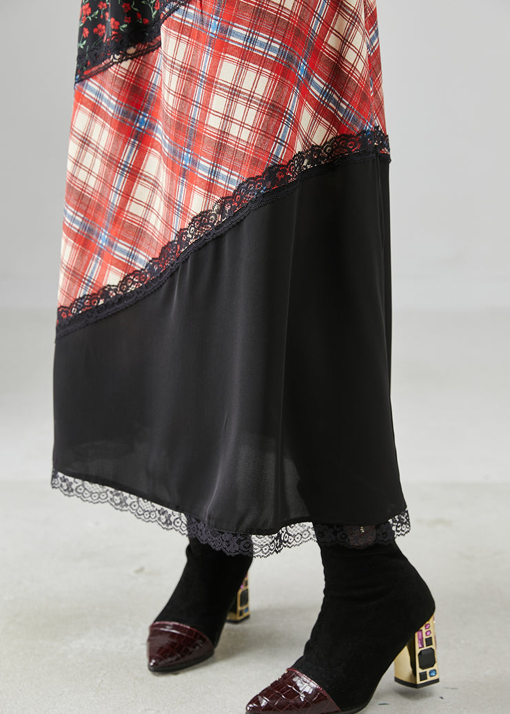 Art Black Asymmetrical Patchwork Cotton Skirts Summer