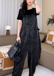 Art Black Oversized Cotton Jumpsuits Two Piece Set Summer