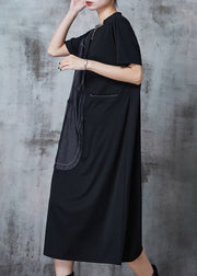 Art Black Oversized Patchwork Cotton Dresses Summer