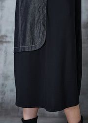 Art Black Oversized Patchwork Cotton Dresses Summer