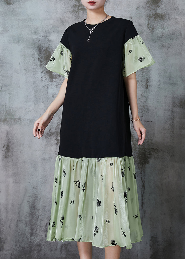 Art Black Oversized Patchwork Organza Cotton Dresses Summer