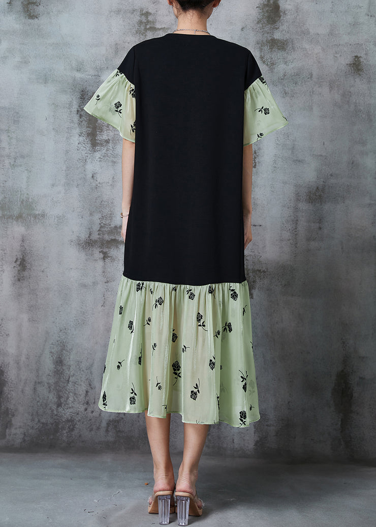 Art Black Oversized Patchwork Organza Cotton Dresses Summer