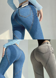 Art Blue Butt Scrunch Denim Capri Athletic Leggings