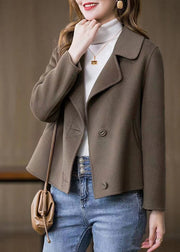 Art Brown Button Woolen Coat Spring