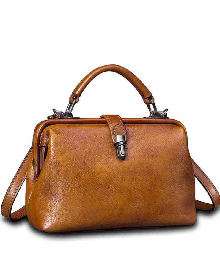 Art Brown Durable Calf Leather Satchel Handbag