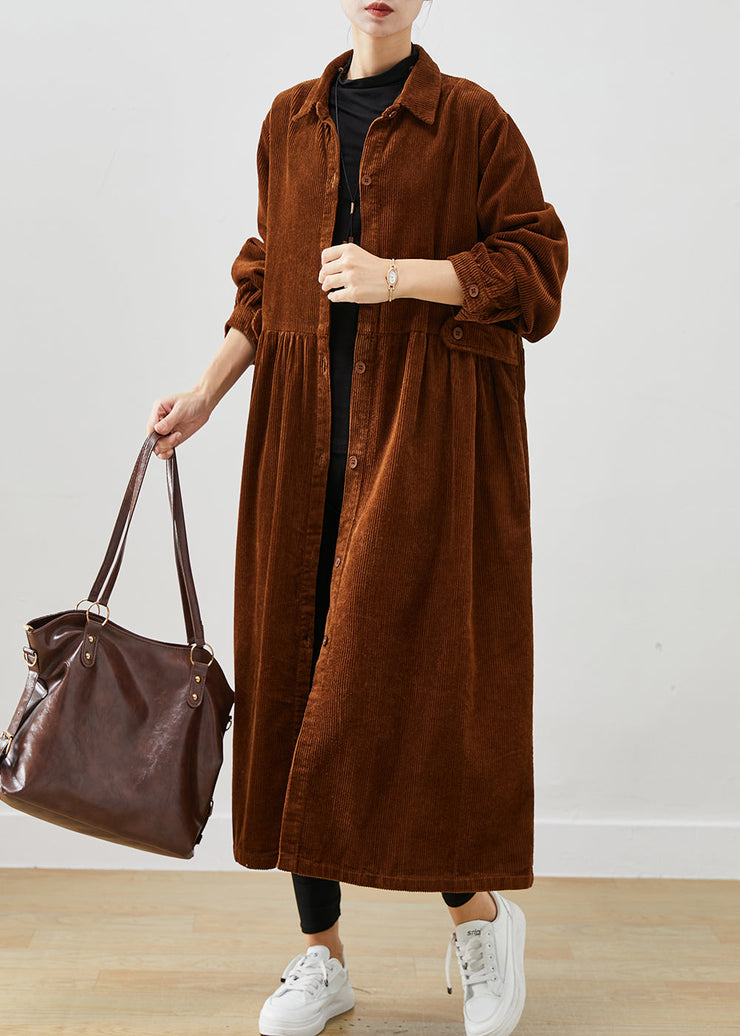 Art Brown Oversized Corduroy Trench Coats Spring