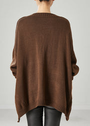 Art Brown V Neck Zippered Knit Sweater Tops Spring