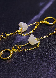 Art Bud Wrap Zircon 14K Gold Tassels Drop Earrings