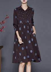 Art Chocolate Peter Pan Collar Print Cotton Maxi Dresses Spring