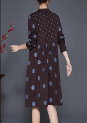 Art Chocolate Peter Pan Collar Print Cotton Maxi Dresses Spring