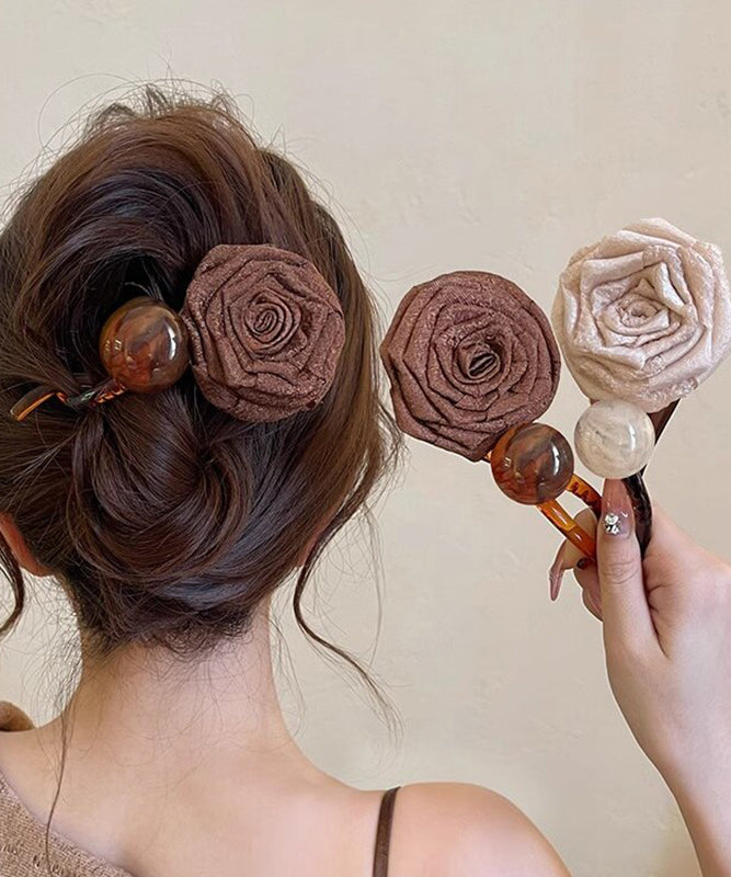 Art Chocolate Plastic Fabric Art Rose Ball Hairpin