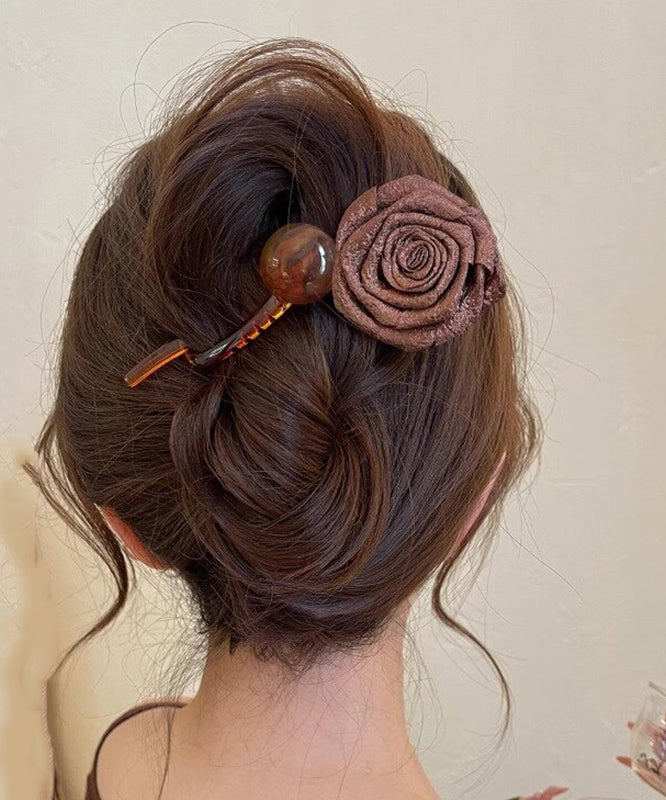 Art Chocolate Plastic Fabric Art Rose Ball Hairpin