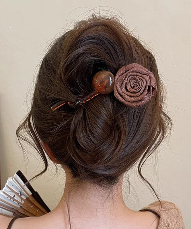 Art Chocolate Plastic Fabric Art Rose Ball Hairpin