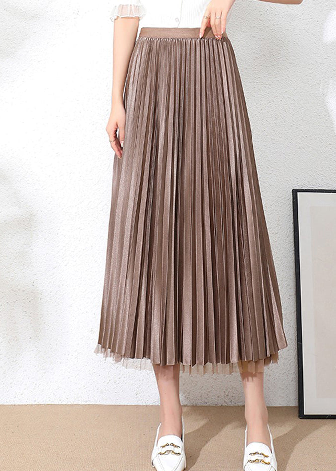 Art Chocolate High Waist Bow Draping Nail Bead Tulle Skirt Summer