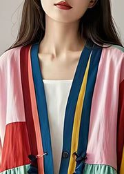 Art Colorblock Oversized Patchwork Cotton Cardigans Summer