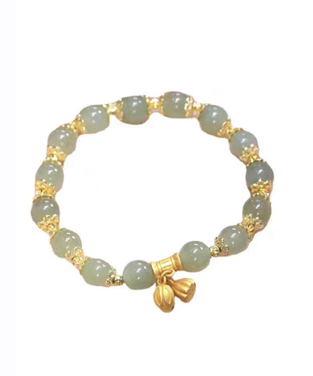 Art Cyan Jade Lotus Chain Bracelet