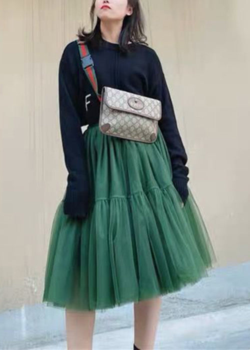 Art Dull Green Exra Large Hem Tulle Holiday Skirts Summer