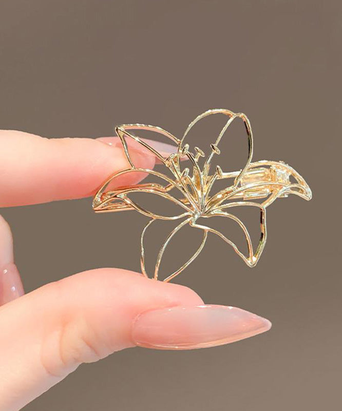 Art Gold Alloy Hollow Out Lily Flower Brooch