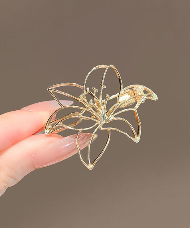 Art Gold Alloy Hollow Out Lily Flower Brooch