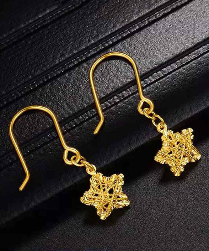 Art Gold Copper Overgild Star Geometry Drop Earrings