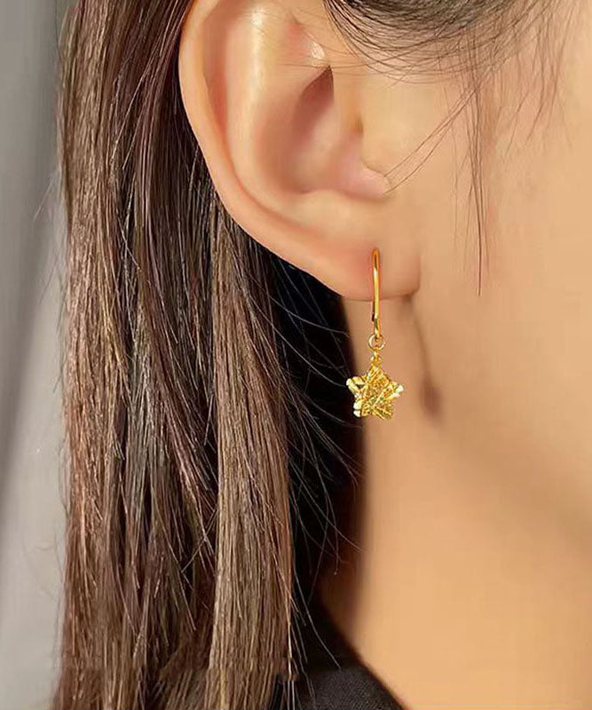 Art Gold Copper Overgild Star Geometry Drop Earrings