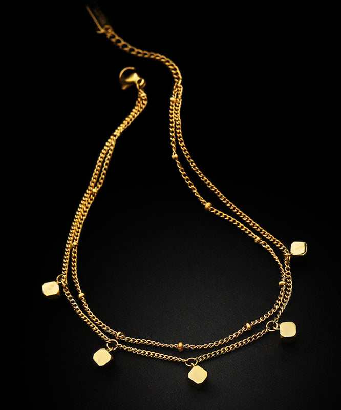 Art Gold Stainless Steel Overgild Bilayer Tassel Anklet Bracelet