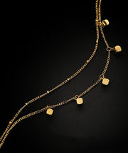 Art Gold Stainless Steel Overgild Bilayer Tassel Anklet Bracelet
