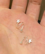 Art Gold Sterling Silver Overgild Stars Stud Earrings