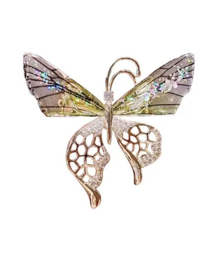 Art Gradient Color Crystal Butterfly Hollowed Out Brooches