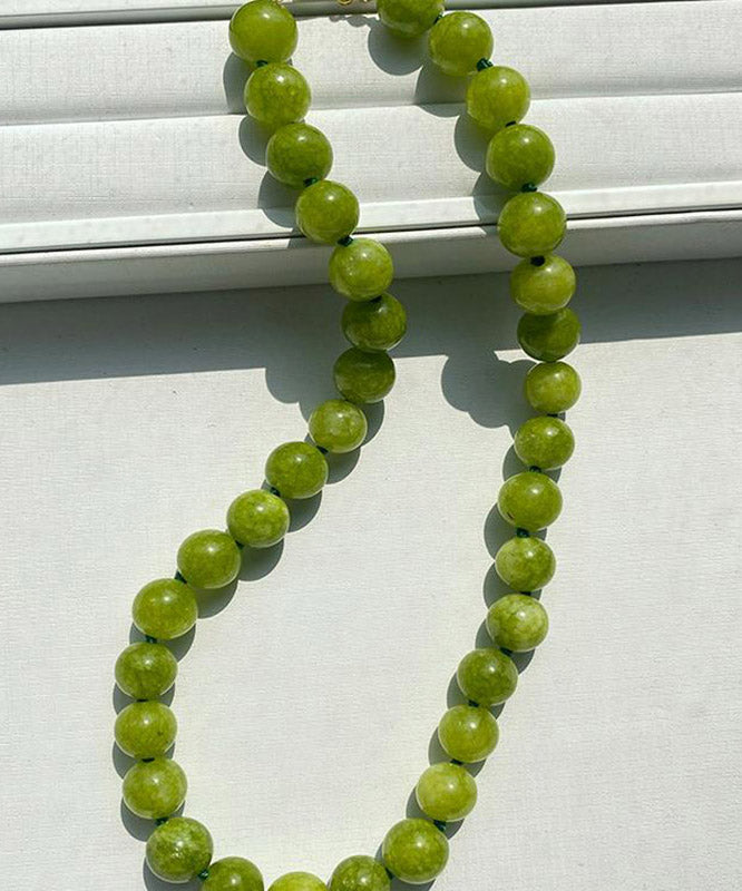 Art Green Copper Overgild Agate Beading Gratuated Bead Necklace