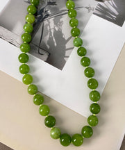 Art Green Copper Overgild Agate Beading Gratuated Bead Necklace