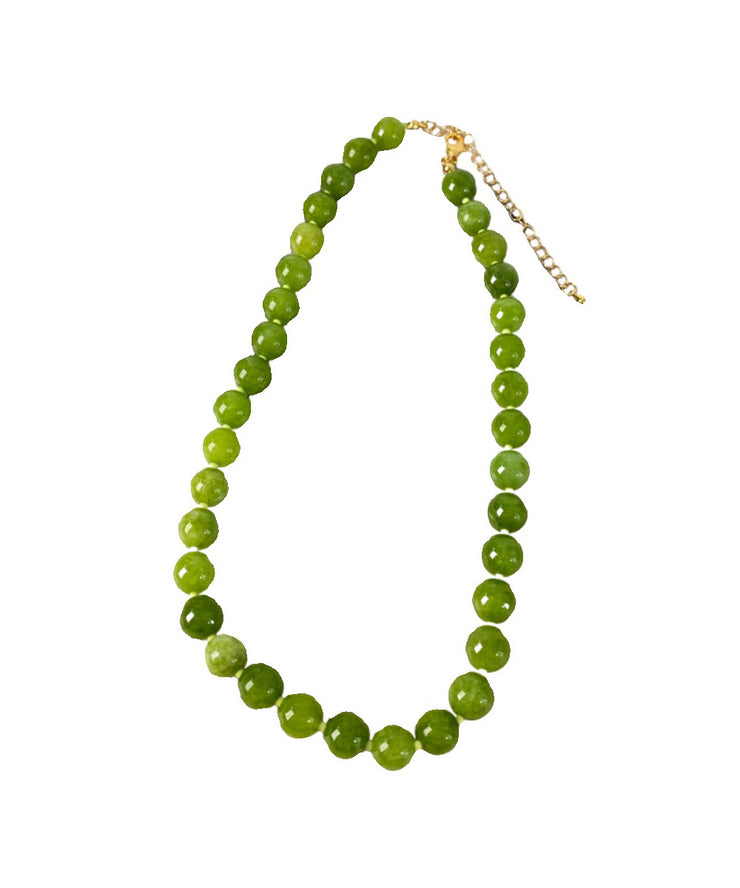 Art Green Copper Overgild Agate Beading Gratuated Bead Necklace