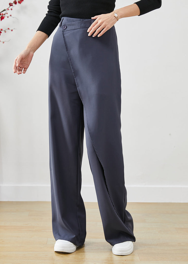 Art Grey Asymmetrical Draping Spandex Wide Leg Pants Fall