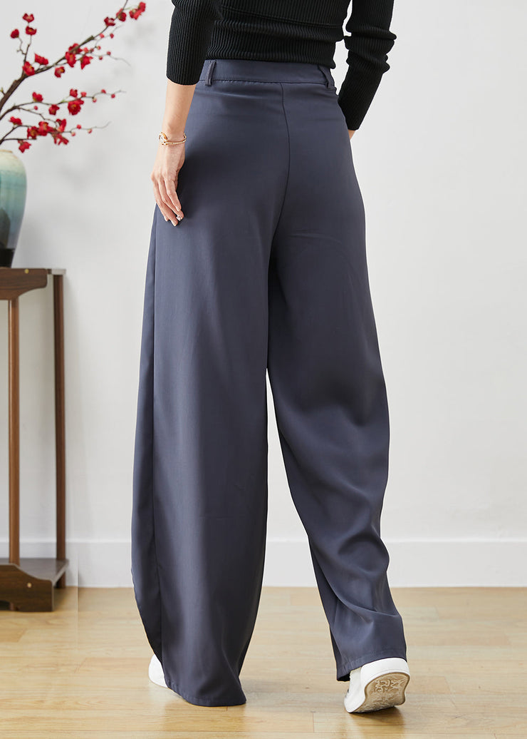 Art Grey Asymmetrical Draping Spandex Wide Leg Pants Fall