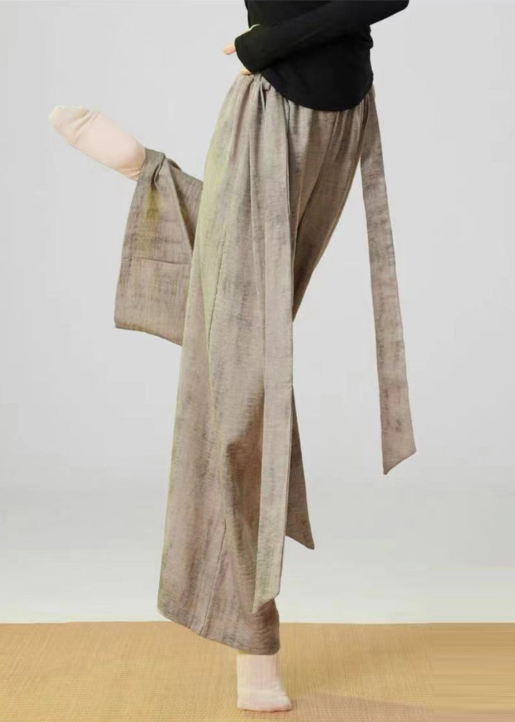 Art Khaki Oversized Tie Dye Linen Pants Trousers Spring