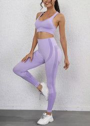 Art Lavender Seamless Sports Bra And Leggings Set Suit Running Leggings