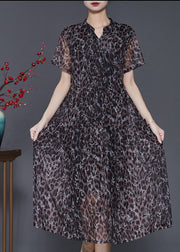 Art Leopard Print Exra Large Hem Chiffon Dress Summer