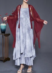 Art Mulberry Asymmetrical Striped Silk Loose Shawl Flare Sleeve