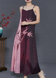 Art Mulberry Bamboo Patchwork Cotton Spaghetti Strap Dress Summer