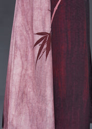 Art Mulberry Bamboo Patchwork Cotton Spaghetti Strap Dress Summer