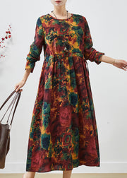 Art Mulberry Cinched Print Cotton Long Dress Spring