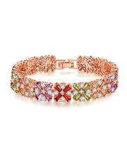 Art Multicolour Crystal Four Leaf Clover Zircon Bangle