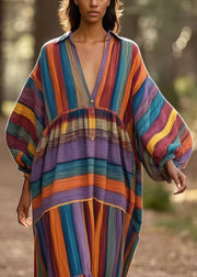 Art Multicolour Oversized Side Open Cotton Dress Spring