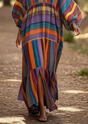 Art Multicolour Oversized Side Open Cotton Dress Spring