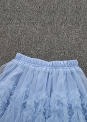 Art Orange Ruffled Elastic Waist Tulle Skirt Summer