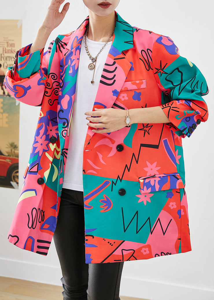 Art Original Design Lapel Print Spandex Coats Fall